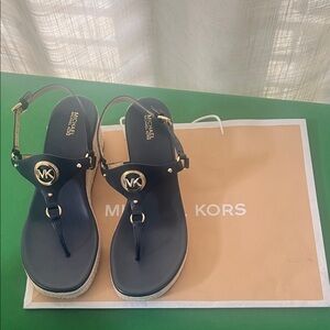 Michael Kors Dark Blue Sandals with Gold Details